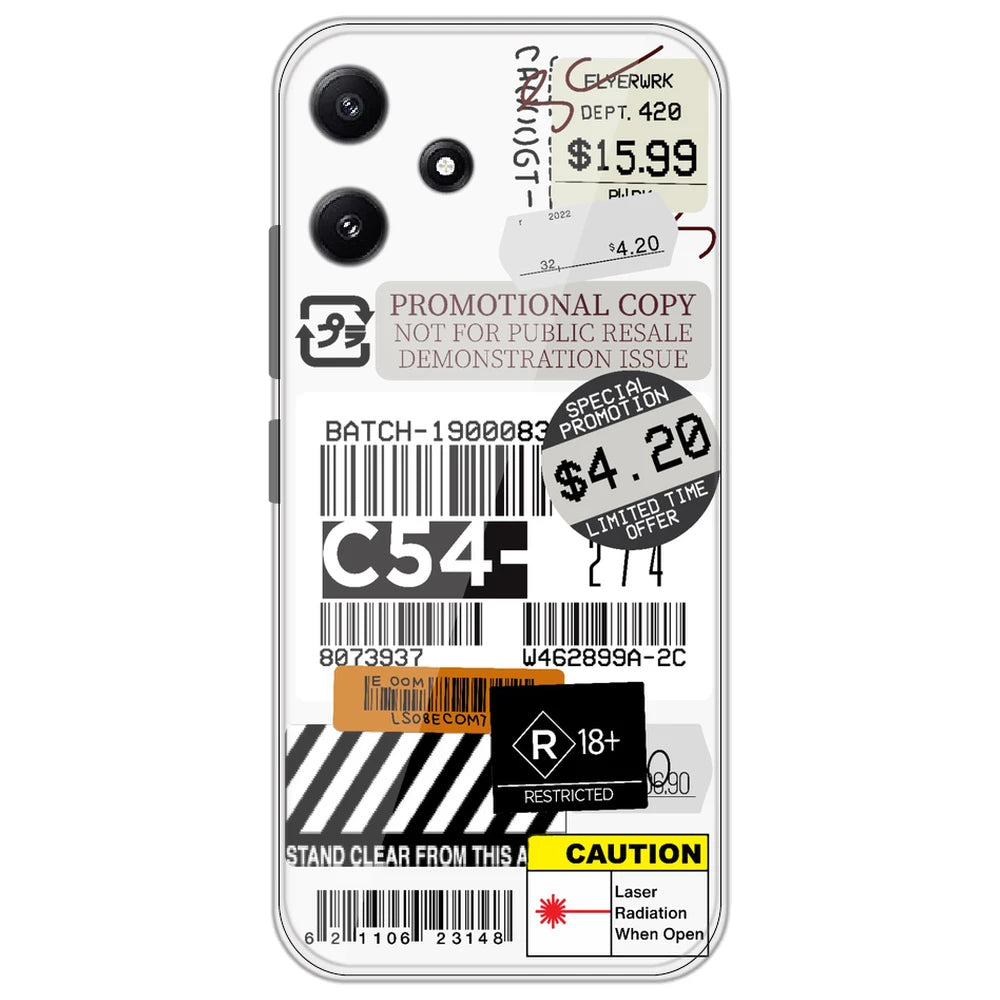 Labels - Clear Printed Silicone Case for Poco M6 Pro 5G