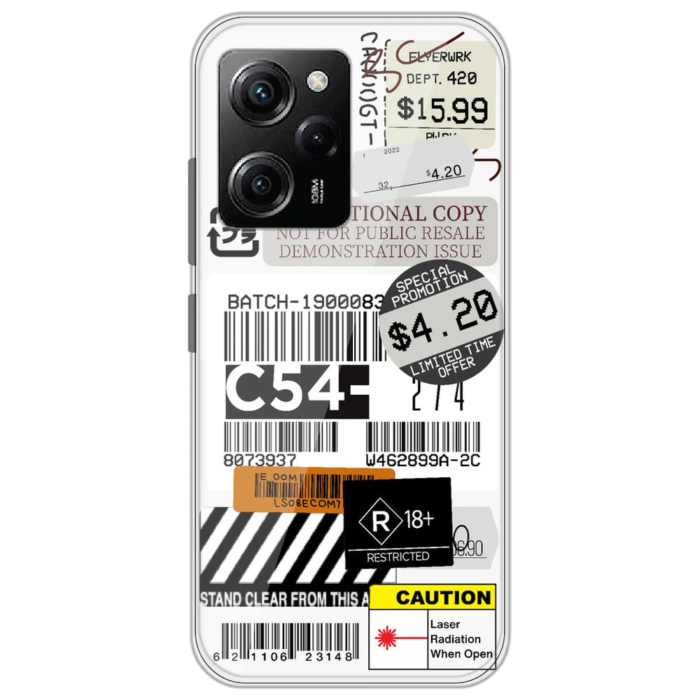 Labels - Clear Printed Silicone Case for Poco X5 Pro