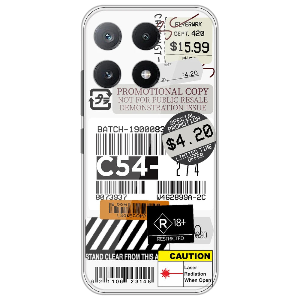 Labels - Clear Printed Silicone Case for Poco X6 Pro