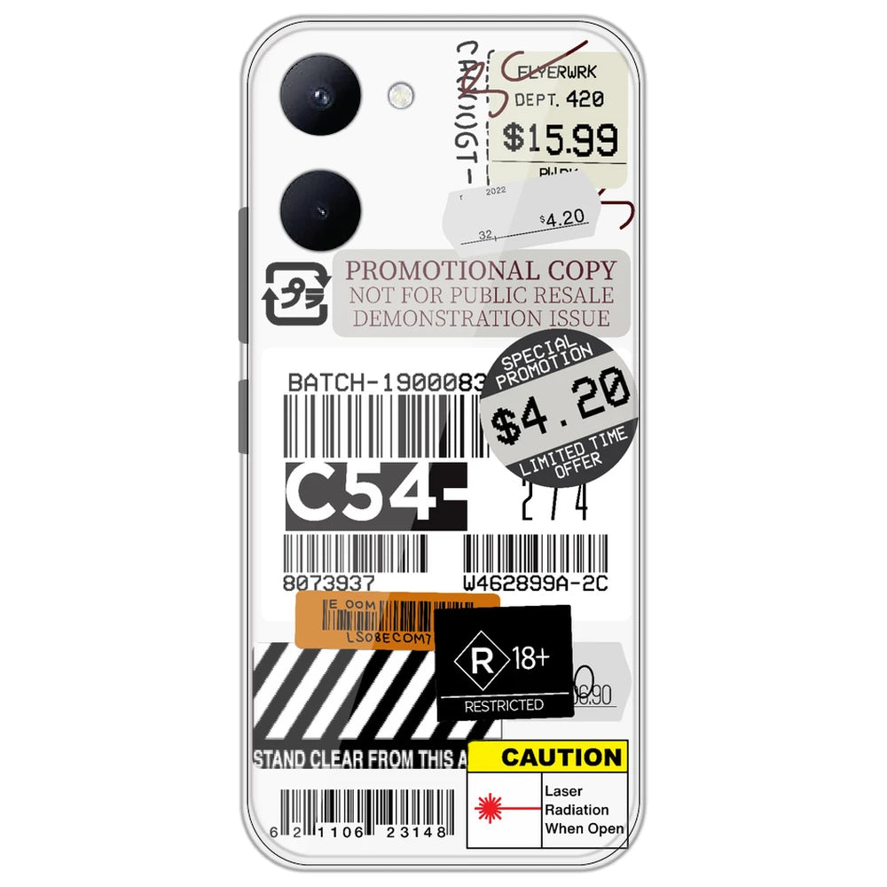 Labels - Clear Printed Silicone Case for Realme C33 2023