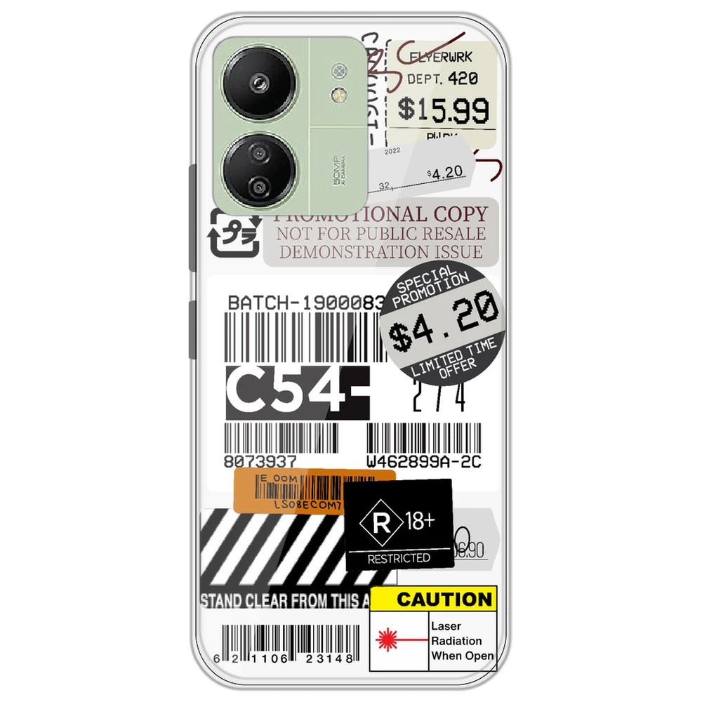 Labels - Clear Printed Silicone Case for Redmi 13C 4G
