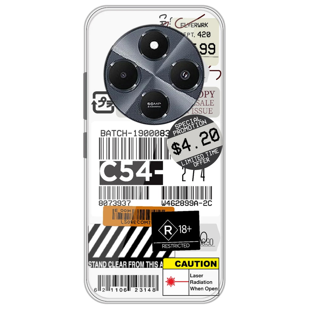 Labels - Clear Printed Silicone Case for Redmi 14C 5G