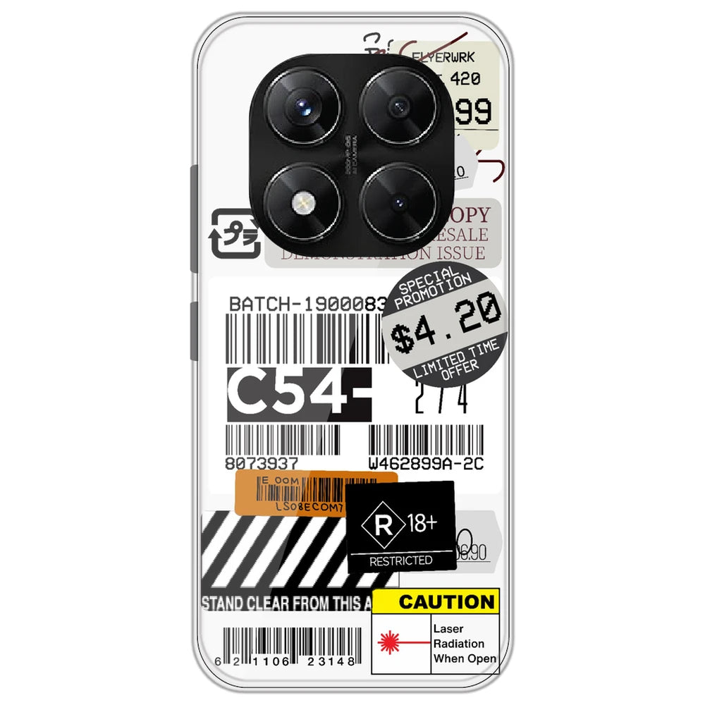 Labels - Clear Printed Silicone Case for Redmi Note 14 Pro