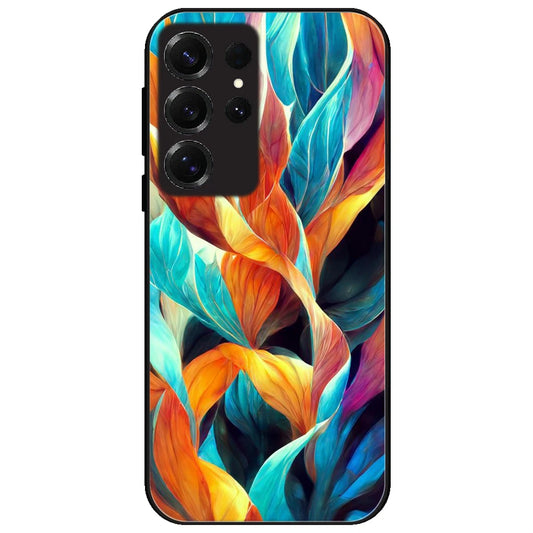 Leaves Abstract Art - Glossy Metal Silicone Case for Samsung Galaxy S25 Ultra