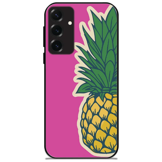 Magenta Pineapple - Glossy Metal Silicone Case for Samsung Galaxy S25 Plus