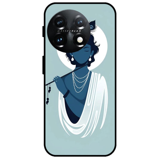 Minimal Krishna Flute Art - Glossy Metal Silicone Case for OnePlus 11