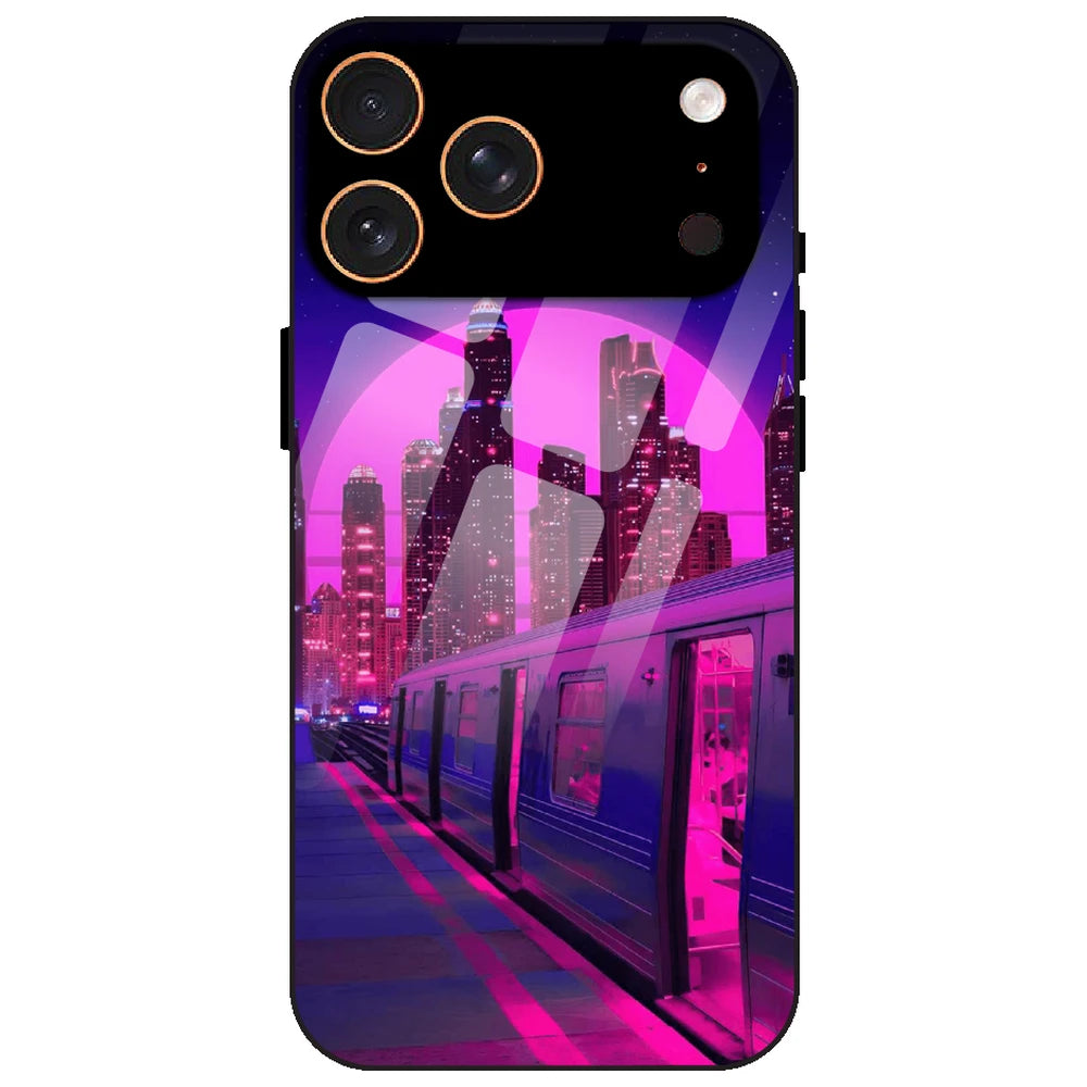 Neon City Synthwave - Glass Case for Apple iPhone 17 Pro Max
