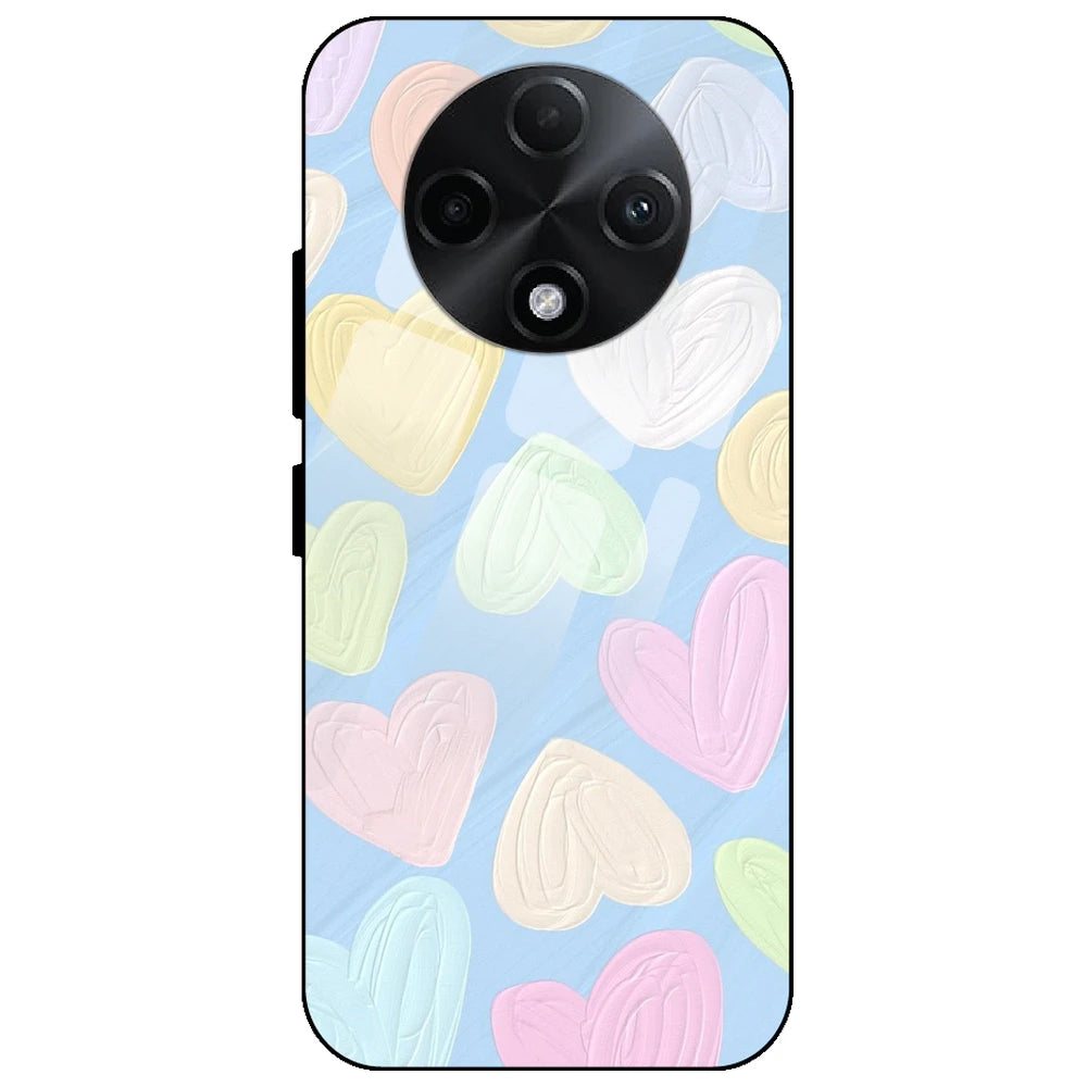 Pastel Hearts - Glass Case for Oppo F27 Pro
