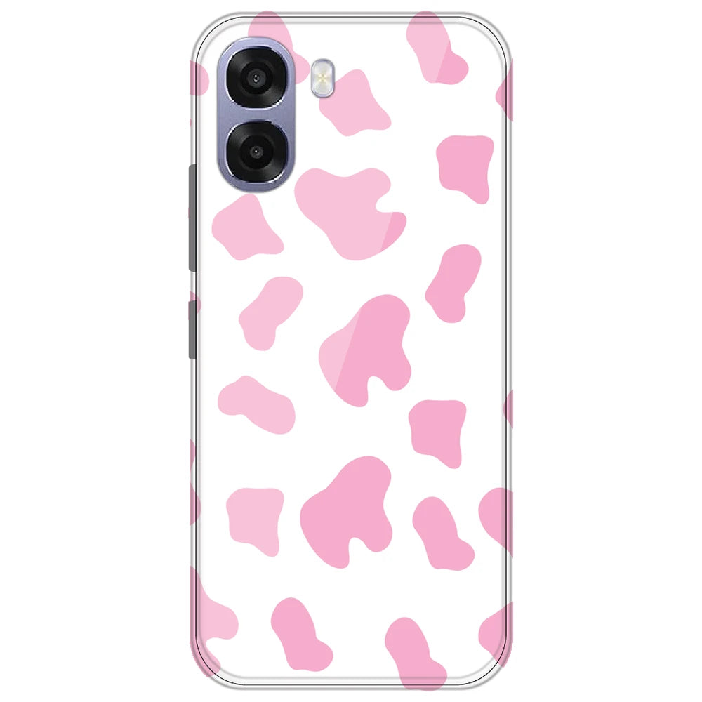 Pink Cow Print - Clear Printed Silicone Case for Oppo A6X