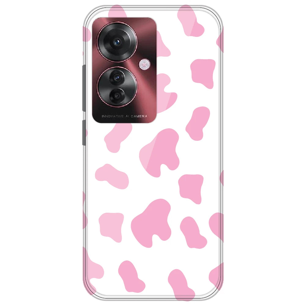 Pink Cow Print - Clear Printed Silicone Case for Oppo F25 Pro