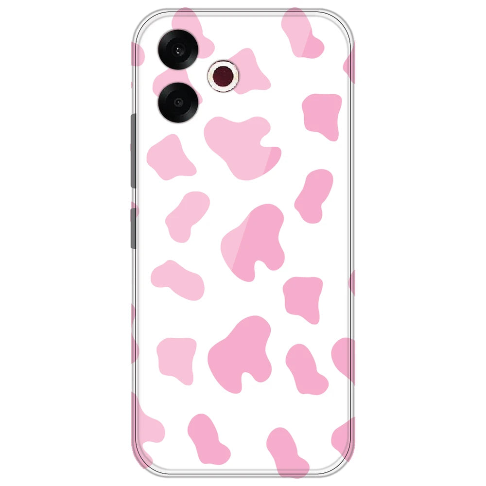 Pink Cow Print - Clear Printed Silicone Case for Oppo F33 Pro