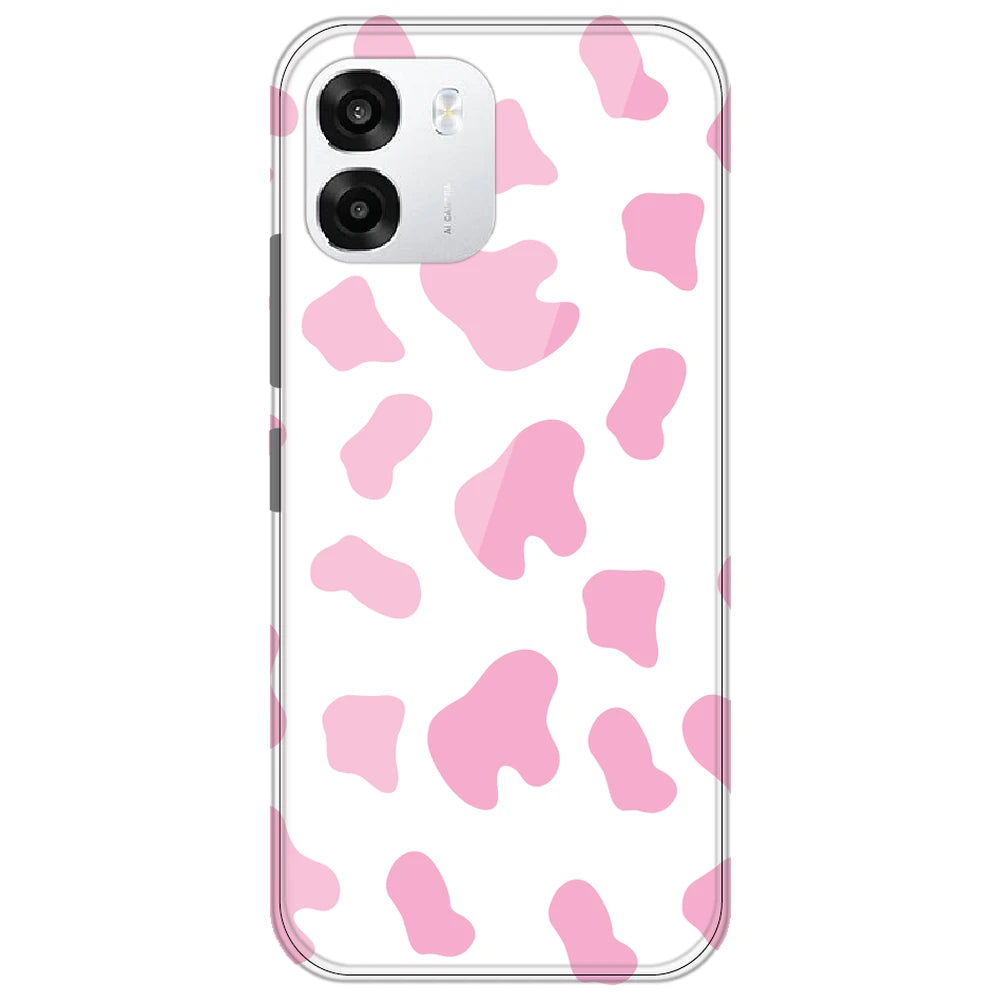 Pink Cow Print - Clear Printed Silicone Case for Oppo K14