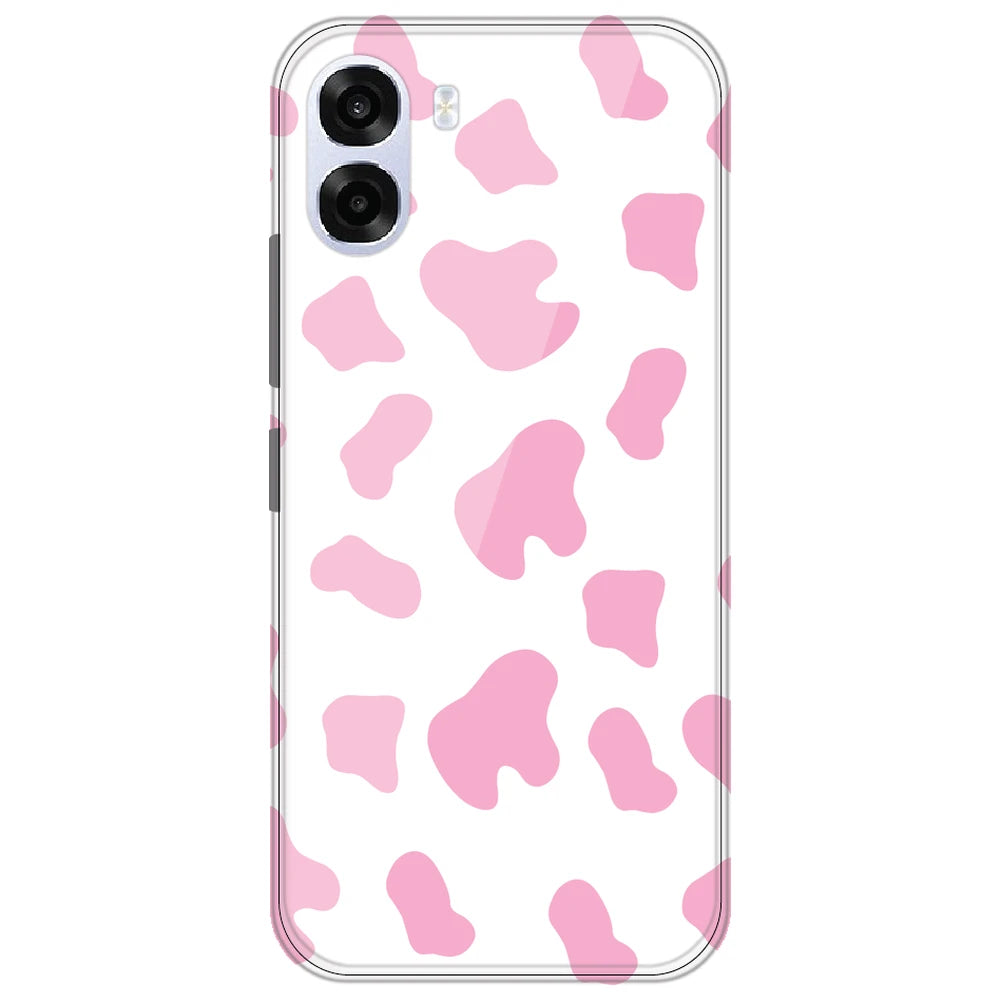 Pink Cow Print - Clear Printed Silicone Case for Oppo K14X