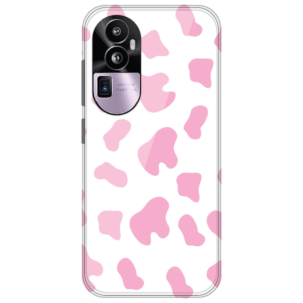 Pink Cow Print - Clear Printed Silicone Case for Oppo Reno 10 Pro Plus 5G