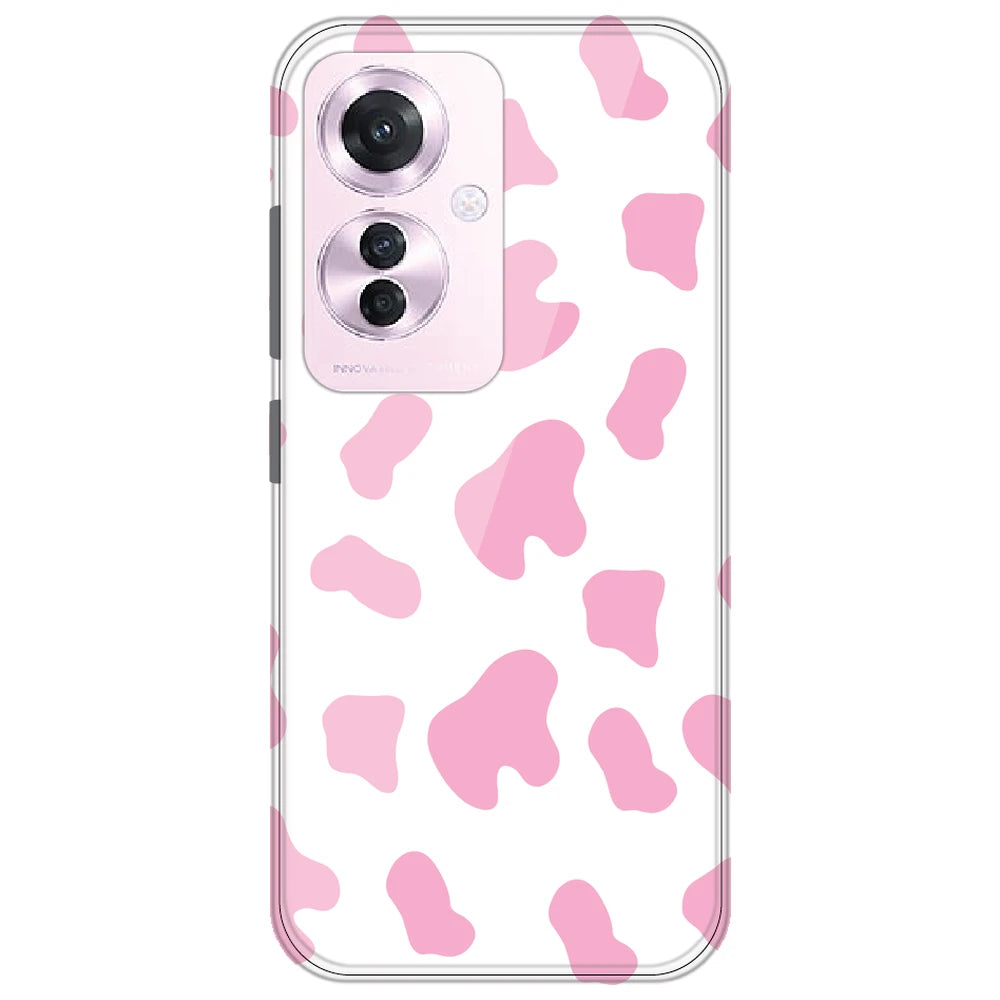 Pink Cow Print - Clear Printed Silicone Case for Oppo Reno 11F