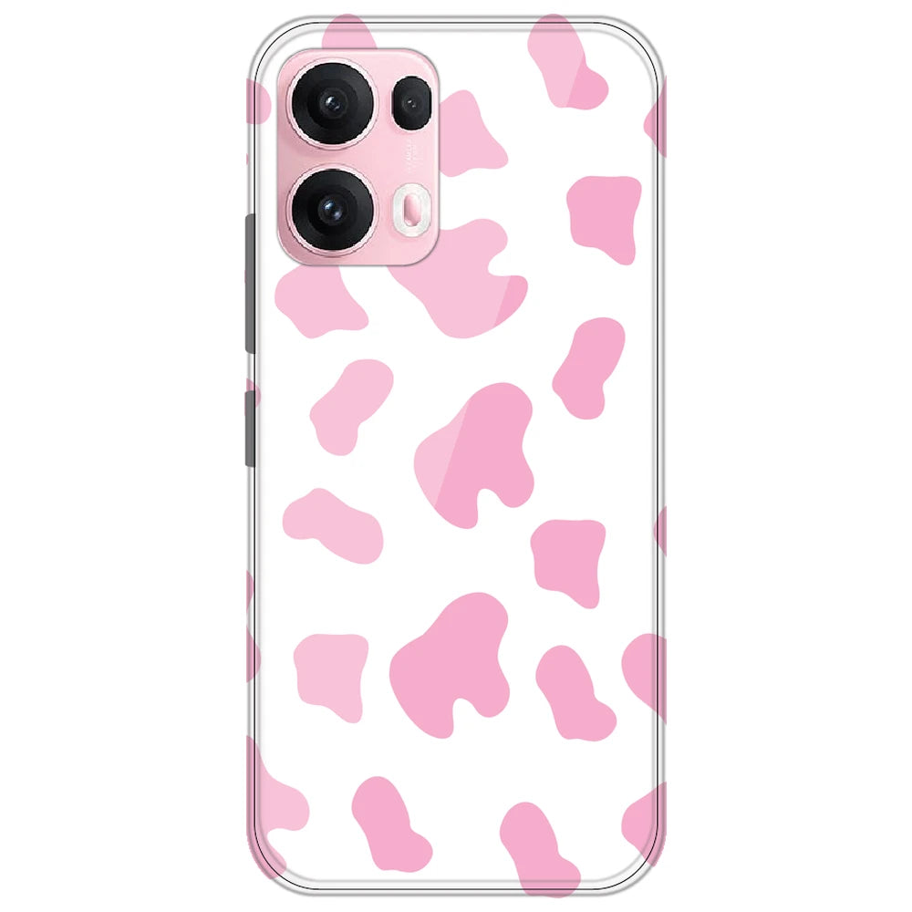 Pink Cow Print - Clear Printed Silicone Case for Oppo Reno 13 Pro