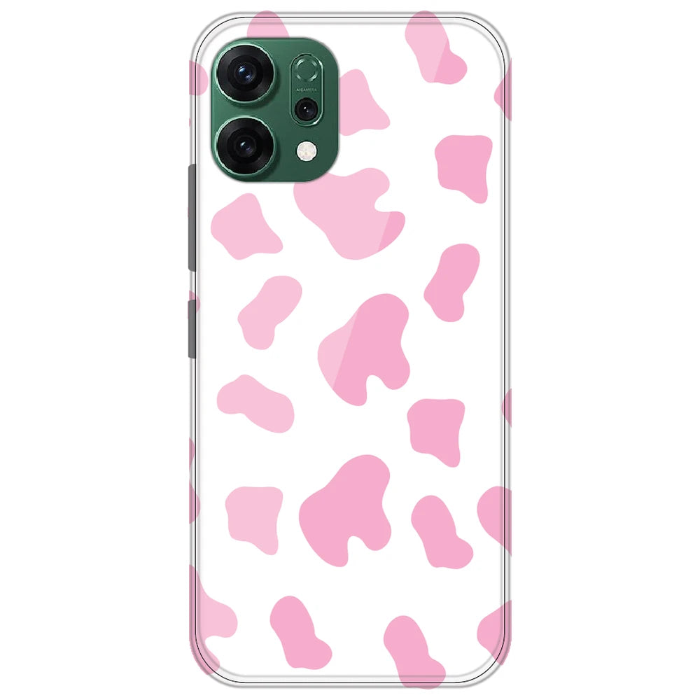 Pink Cow Print - Clear Printed Silicone Case for Oppo Reno 14