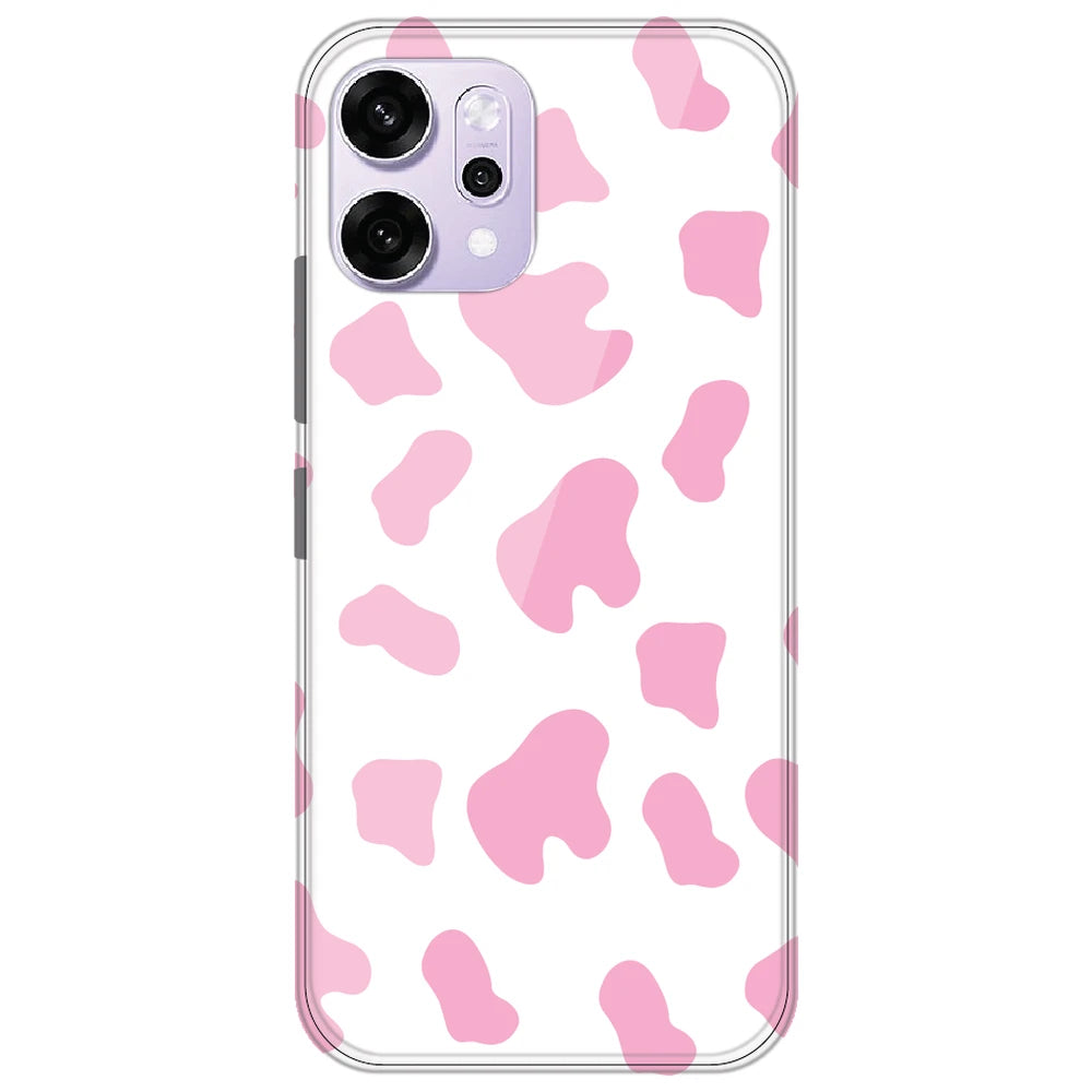 Pink Cow Print - Clear Printed Silicone Case for Oppo Reno 14 Pro