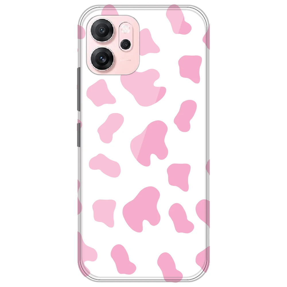 Pink Cow Print - Clear Printed Silicone Case for Oppo Reno 14F