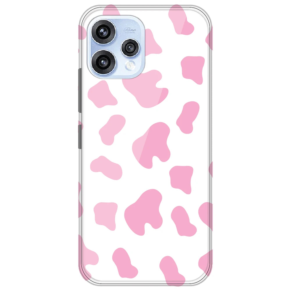 Pink Cow Print - Clear Printed Silicone Case for Oppo Reno 15