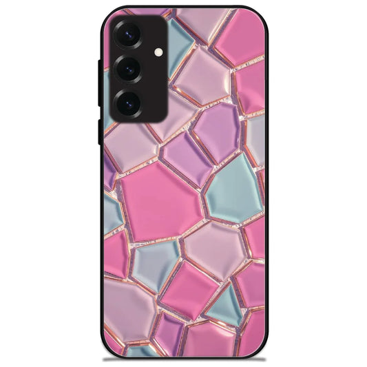 Pink Glass Mosaic - Glossy Metal Silicone Case for Samsung Galaxy S25 Plus