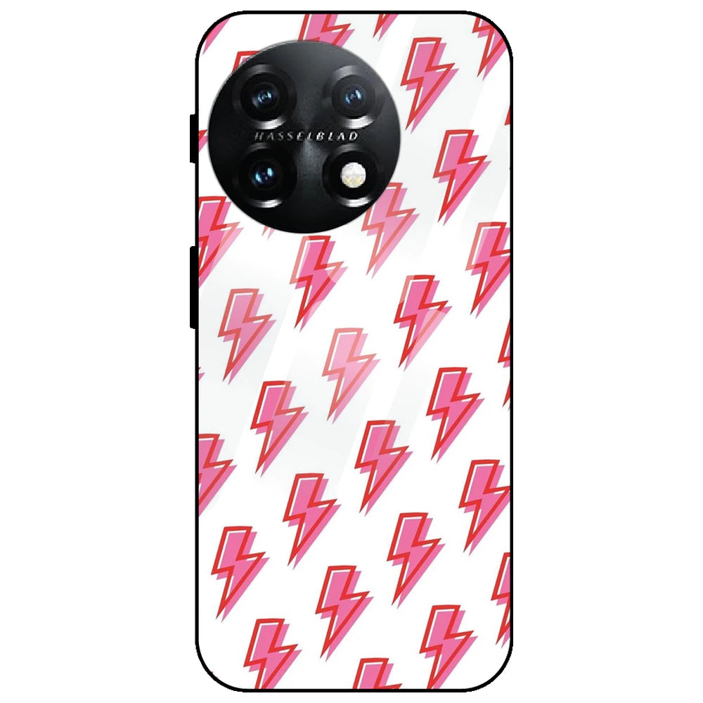 Pink Lightning Bolts - Glass Case for OnePlus 11