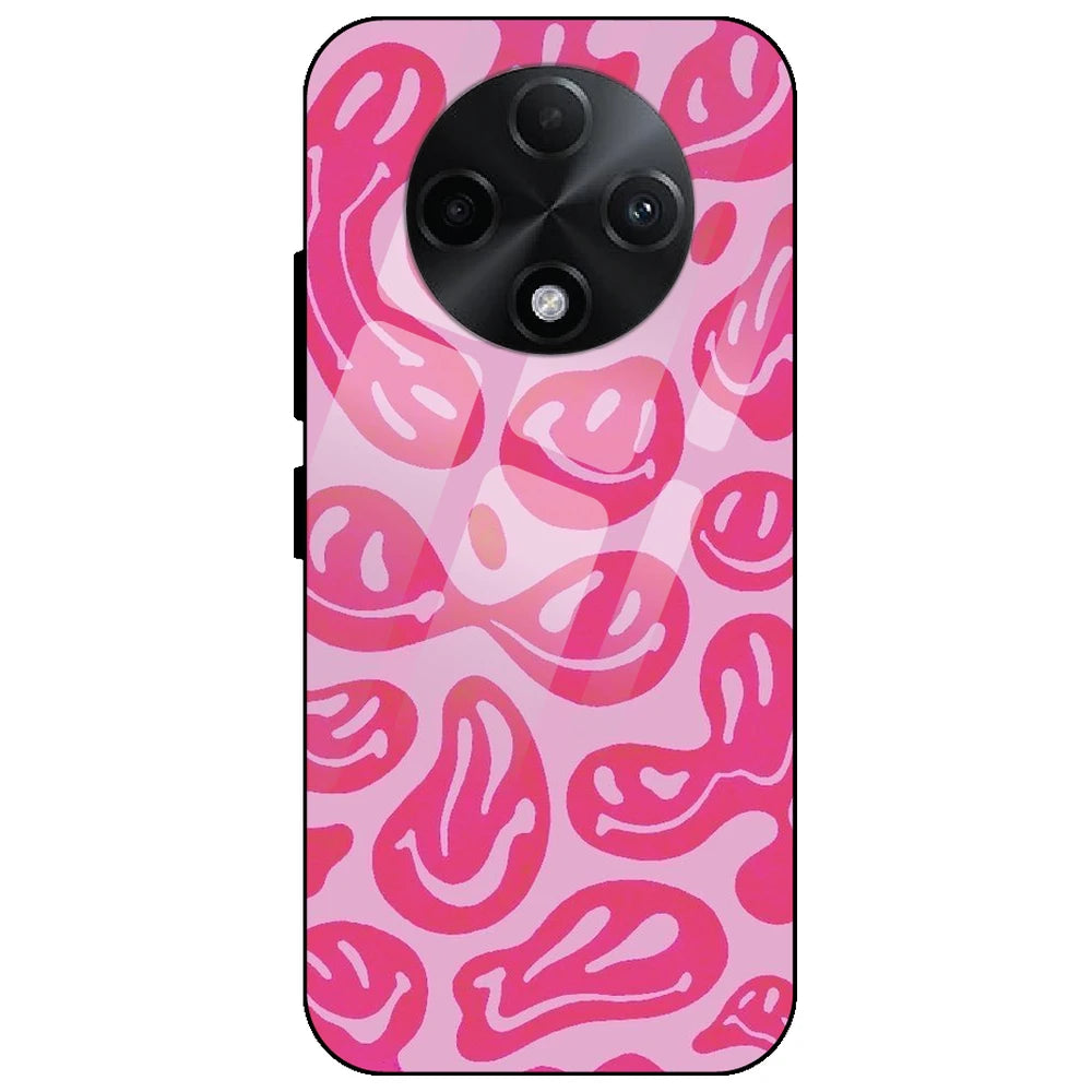 Pink Smilies - Glass Case for Oppo F27 Pro