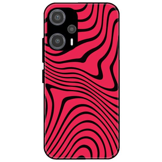 Pink Waves - Glossy Metal Silicone Case for Poco F5