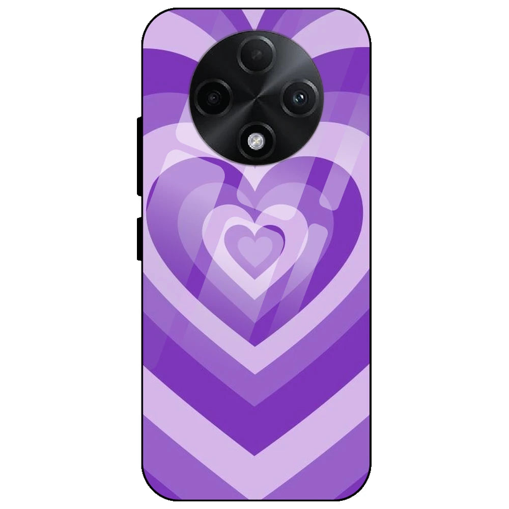 Purple Hearts - Glass Case for Oppo F27 Pro