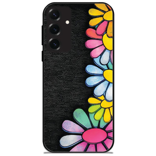 Rainbow Daisy Border - Glossy Metal Silicone Case for Samsung Galaxy S25 Plus