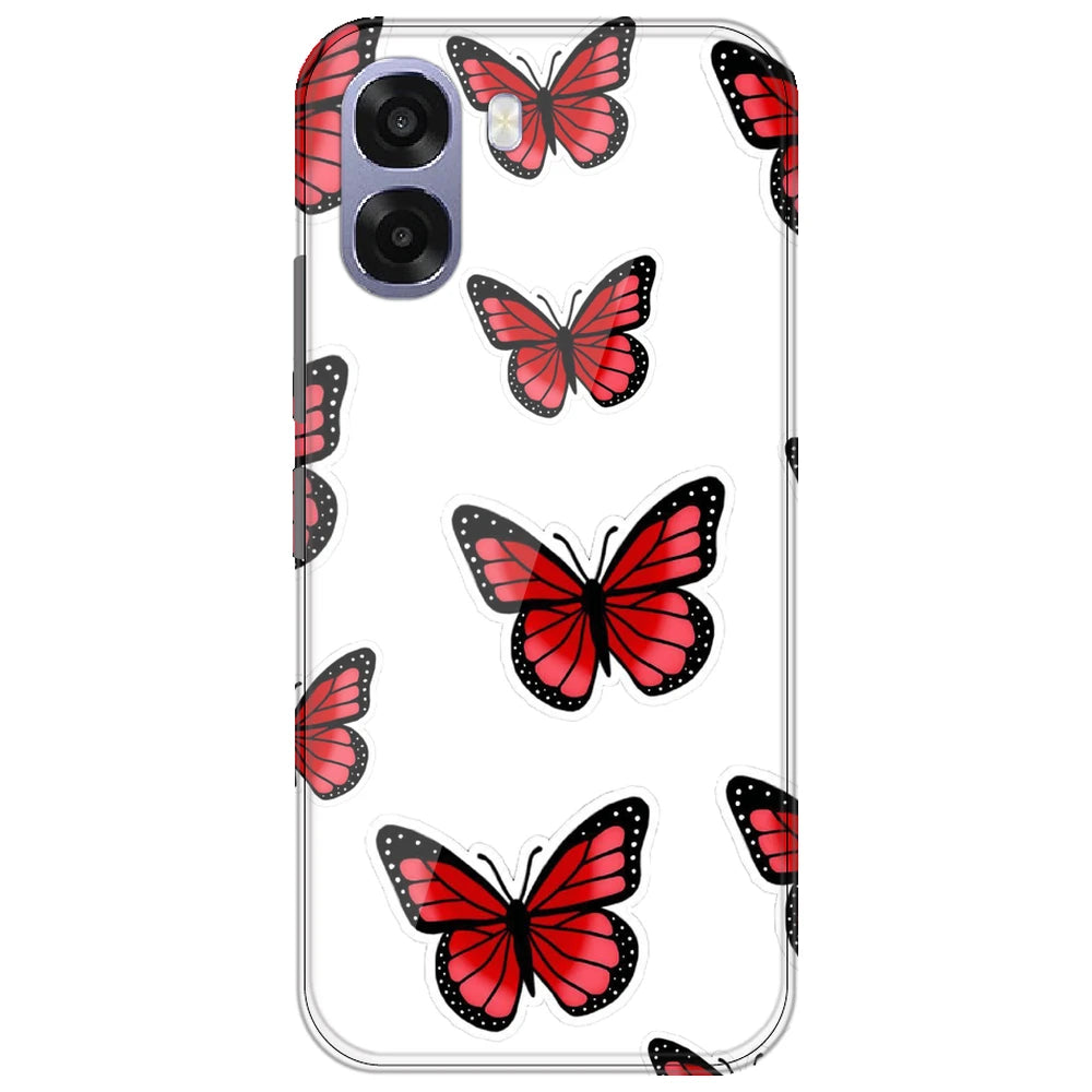 Red Butterfly - Clear Printed Silicone Case for Oppo A6 5G