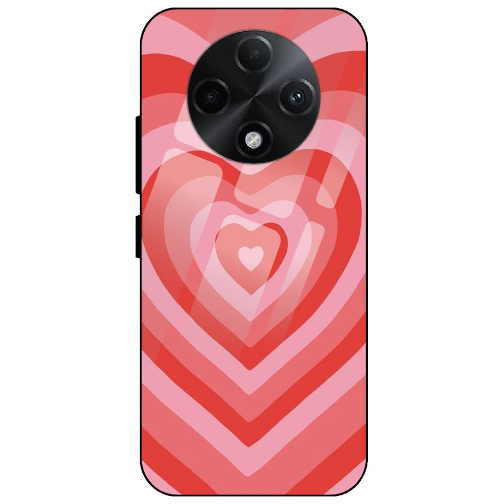 Red Hearts - Glass Case for Oppo F27 Pro