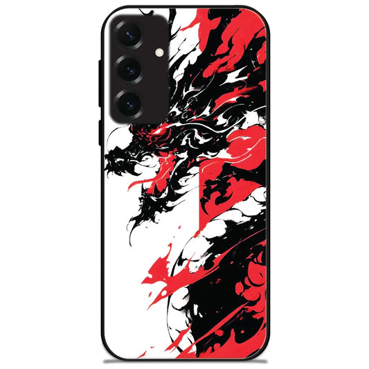 Red Ink Dragon - Glossy Metal Silicone Case for Samsung Galaxy S25 Plus