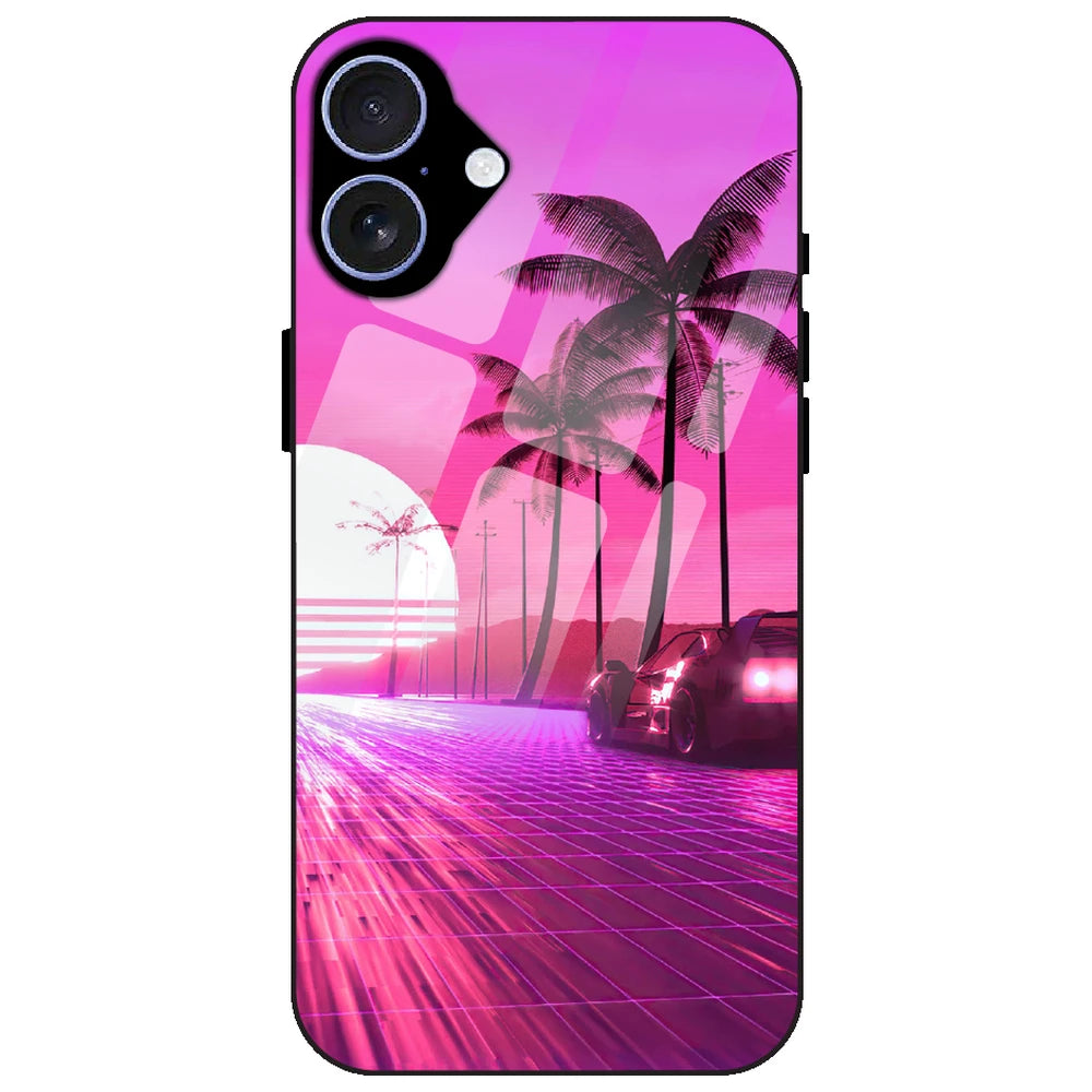Retro Beach Synthwave - Glass Case for Apple iPhone 17