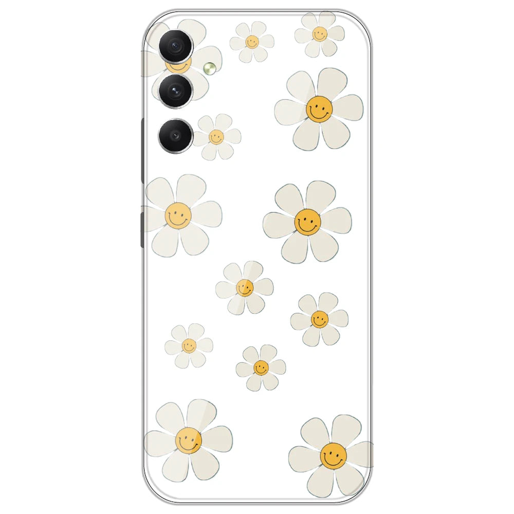 Smile Flowers - Clear Printed Silicone Case for Samsung Galaxy F54 5G