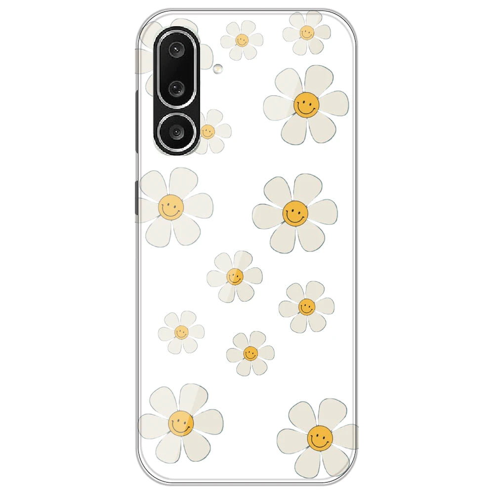 Smile Flowers - Clear Printed Silicone Case for Samsung Galaxy M36
