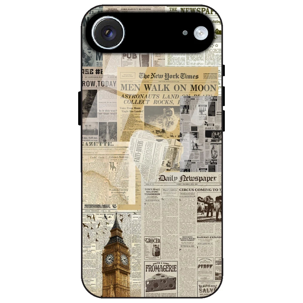 Vintage Newspaper Collage - Glass Case for Apple iPhone Air