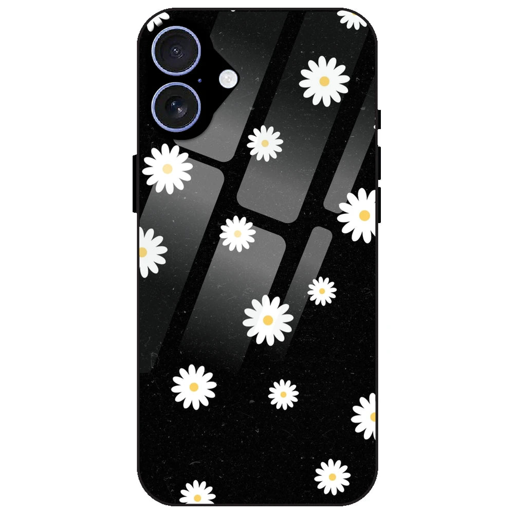 White And Black Flower - Glass Case for Apple iPhone 17