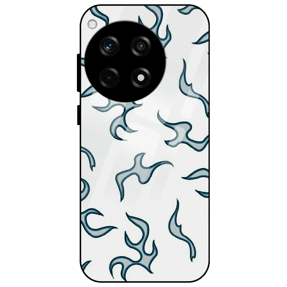 White And Blue Flames - Glass Case for OnePlus 12R