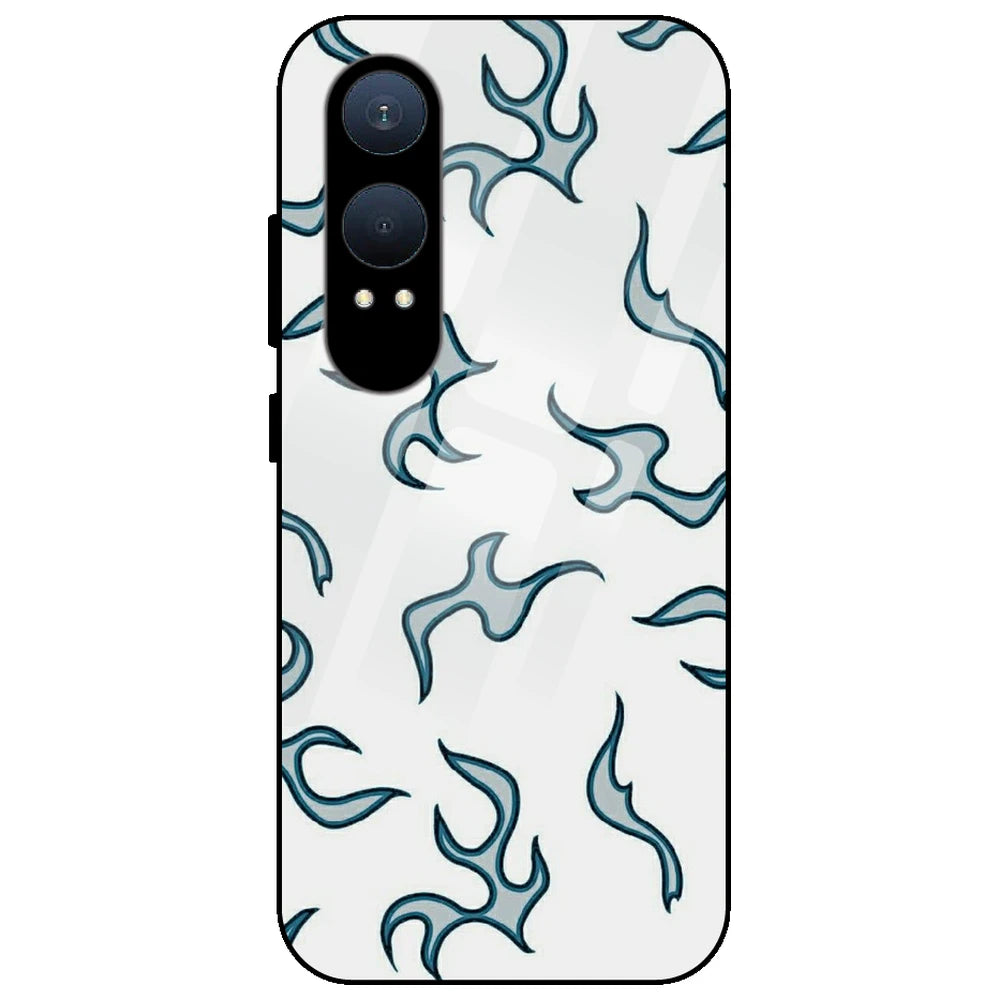 White And Blue Flames - Glass Case for OnePlus Nord CE 4 Lite