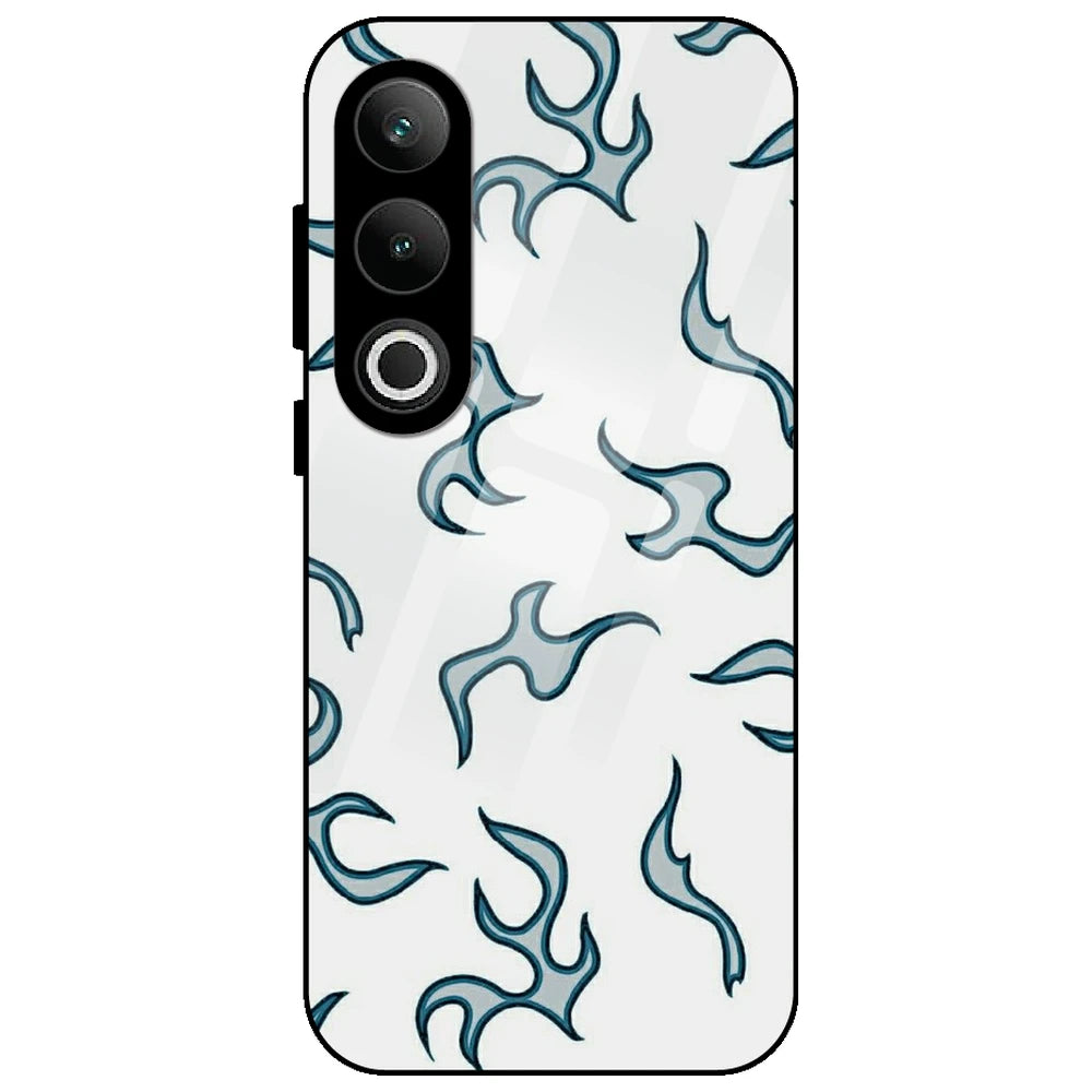 White And Blue Flames - Glass Case for OnePlus Nord CE 4