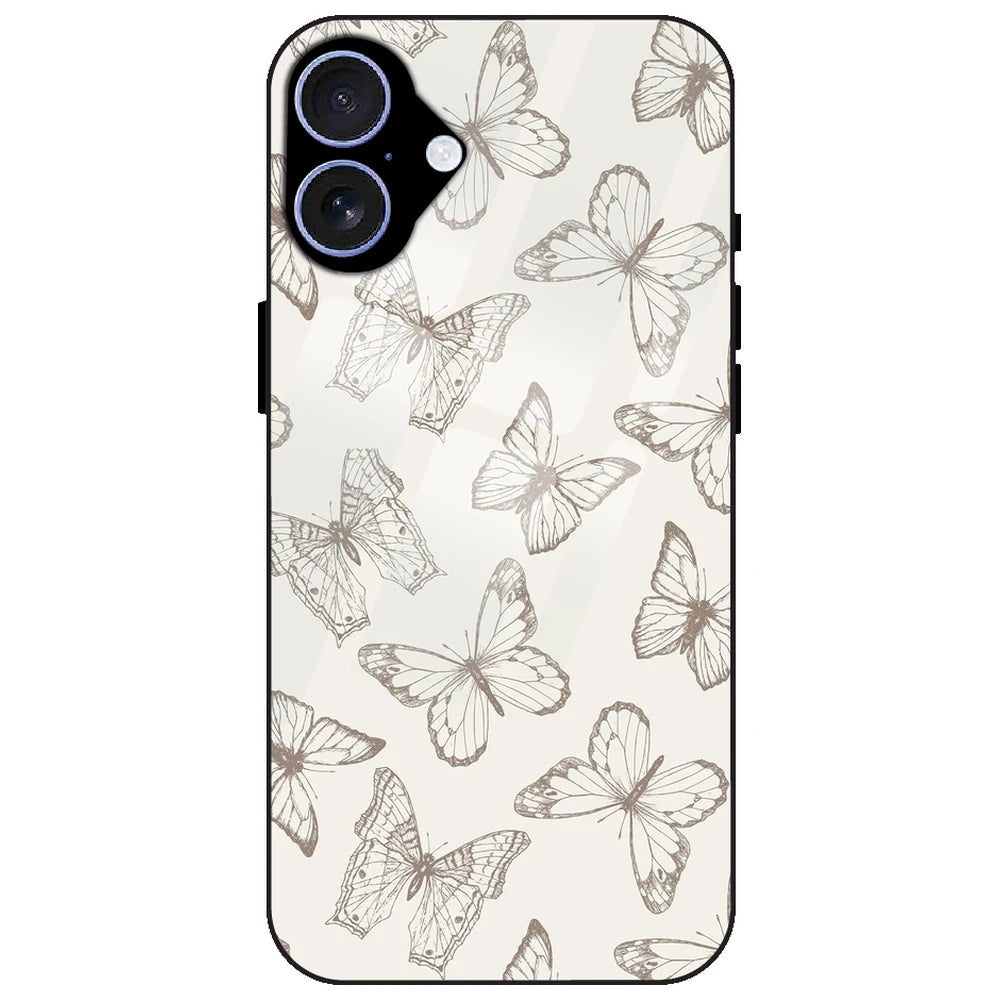 White Butterflies - Glass Case for Apple iPhone 17