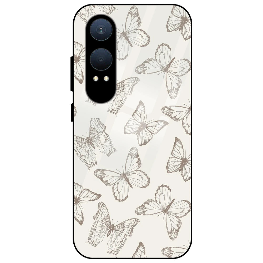 White Butterflies - Glass Case for OnePlus Nord CE 4 Lite