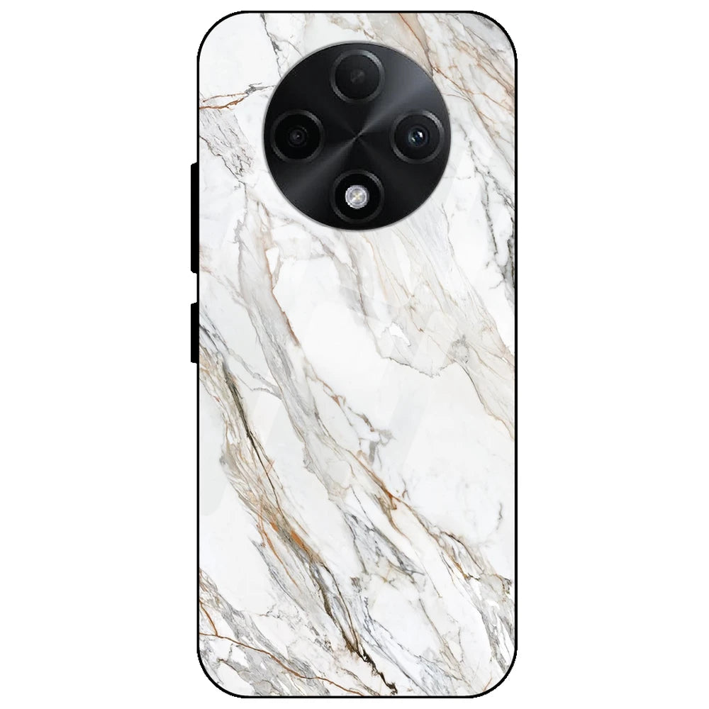 White Marble - Glass Case for Oppo F27 Pro