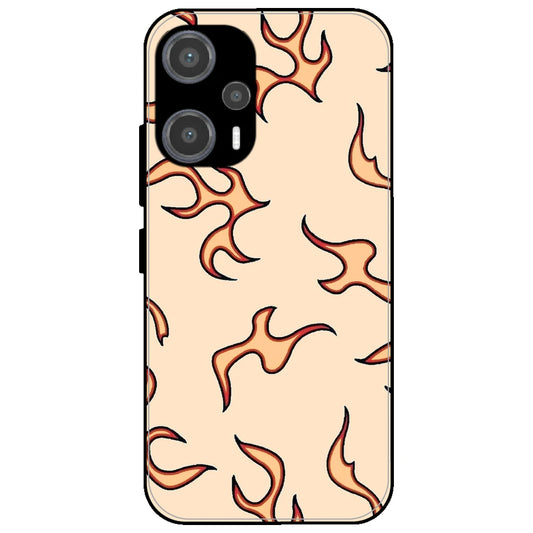 Yellow Flames - Glossy Metal Silicone Case for Poco F5