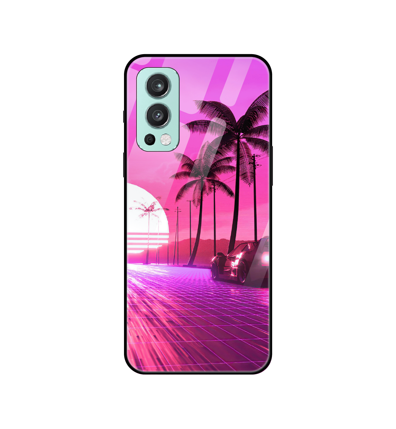 Retro Beach Synthwave - Glass Case For One Plus Models