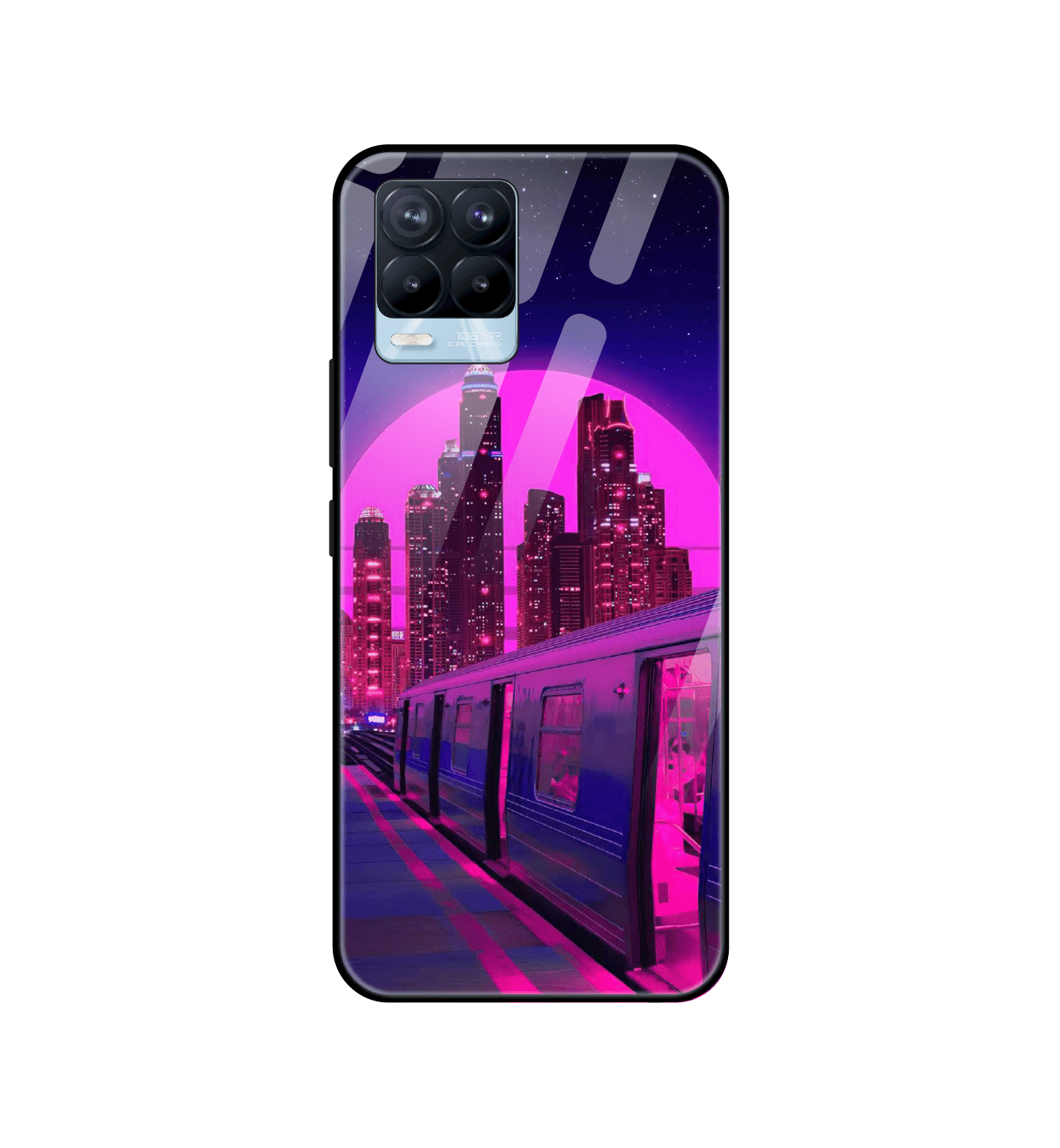 Neon City Synthwave - Glass Cases For Realme Models