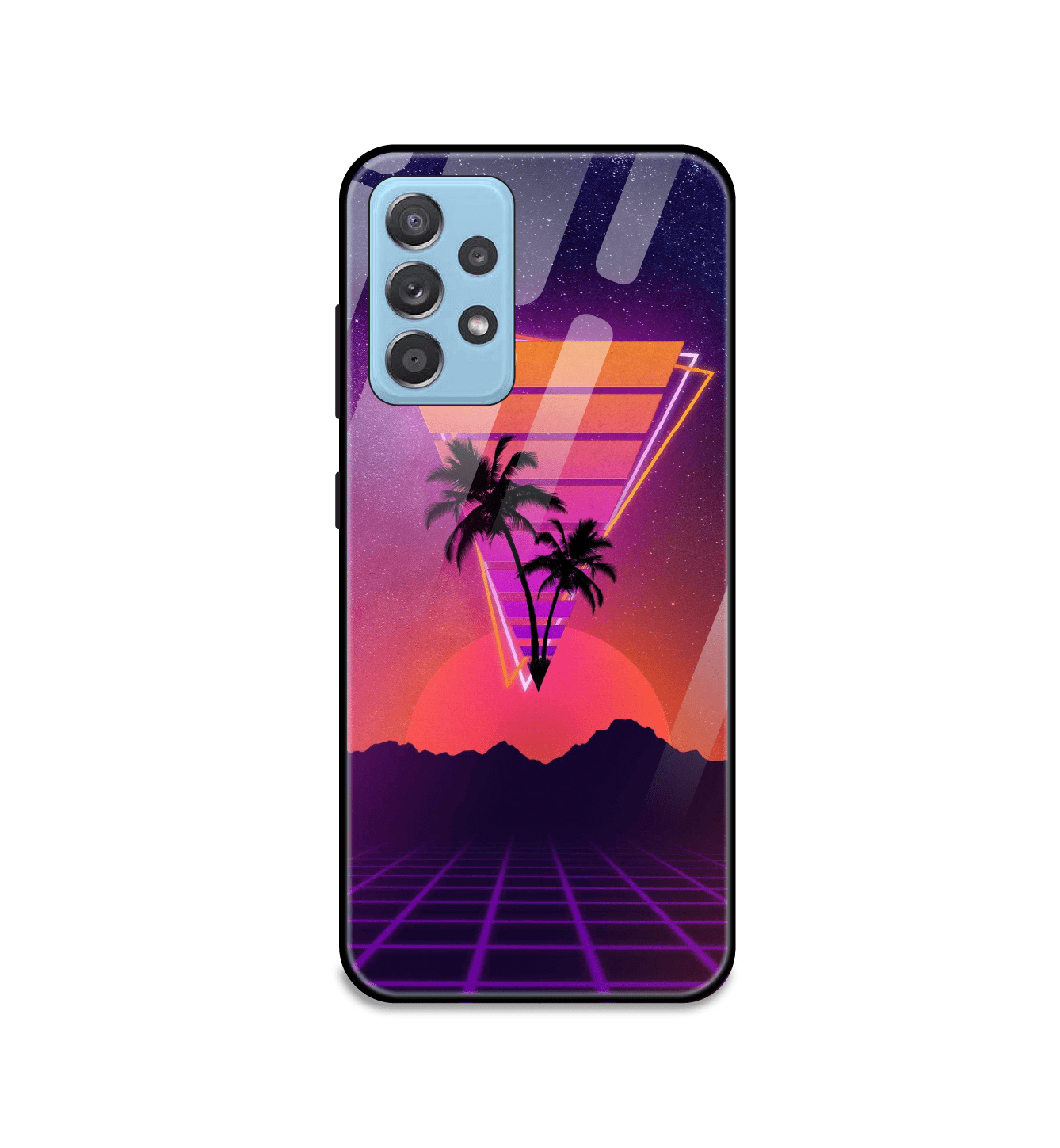 Sunset Grid Synthwave - Glass Case For Samsung Models