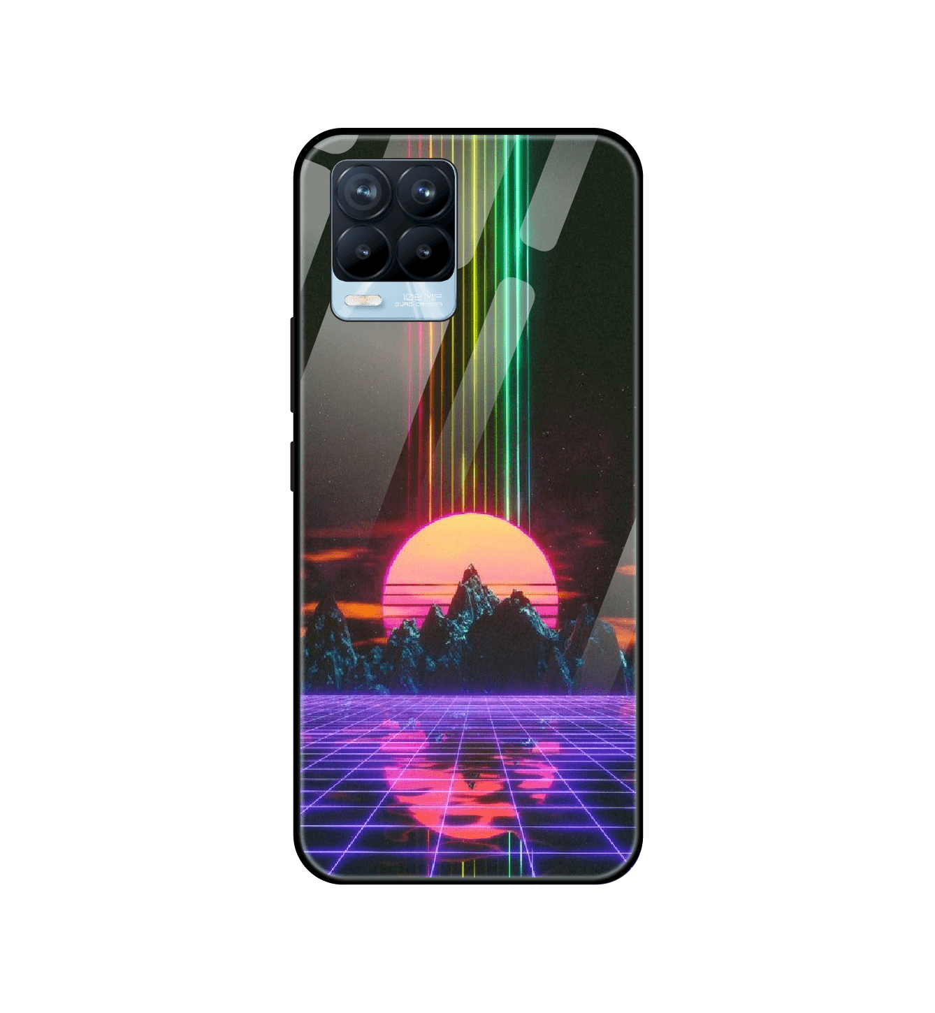 Retro Sunset Synthwave - Glass Cases For Realme Models