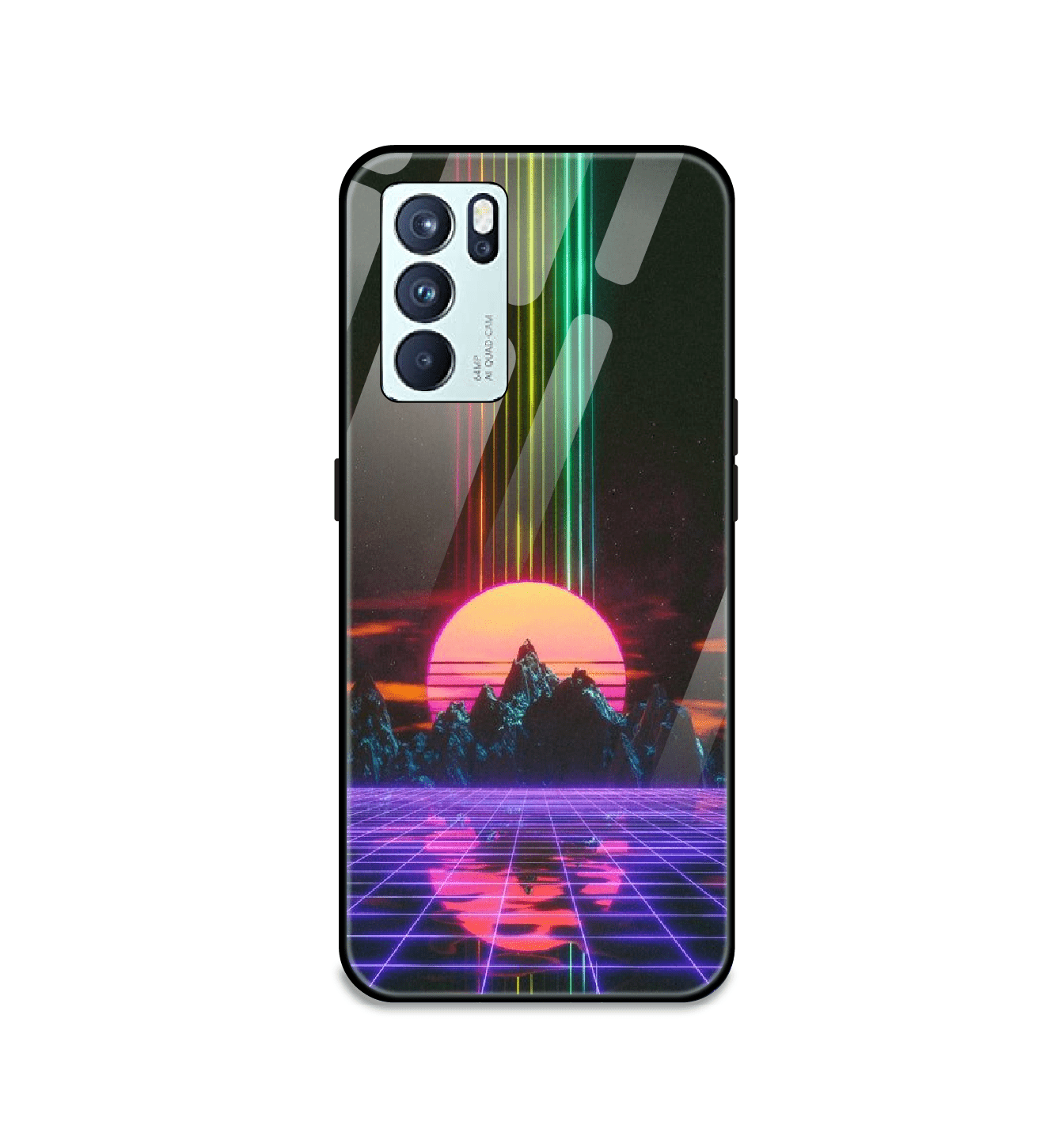 Retro Sunset Synthwave - Glass Cases For Oppo Models